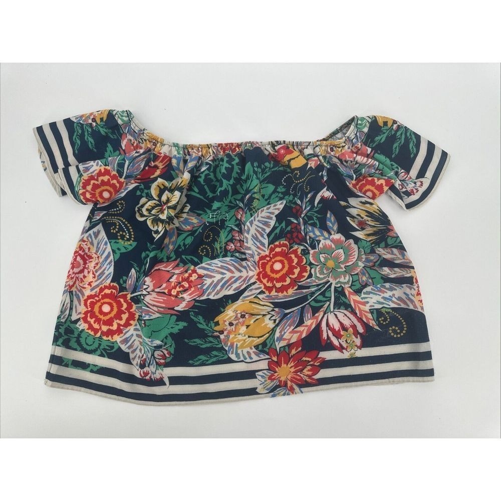Flying Tomato Womens Tropical Off‎ The Shoulder Blouse Top Size L Multicolor